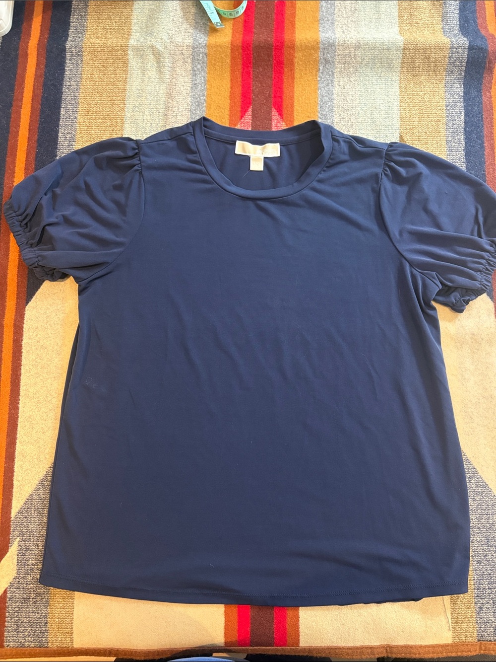 Michael Kors Navy Puff Sleeve Short Sleeve Tee - ladies